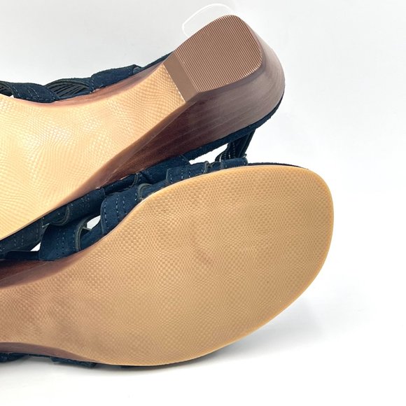 7W 7 WIDE Bella Vita Womens Taresa Navy‎ Blue Suede Cage Gladiator Sandals Shoes - Picture 11 of 13